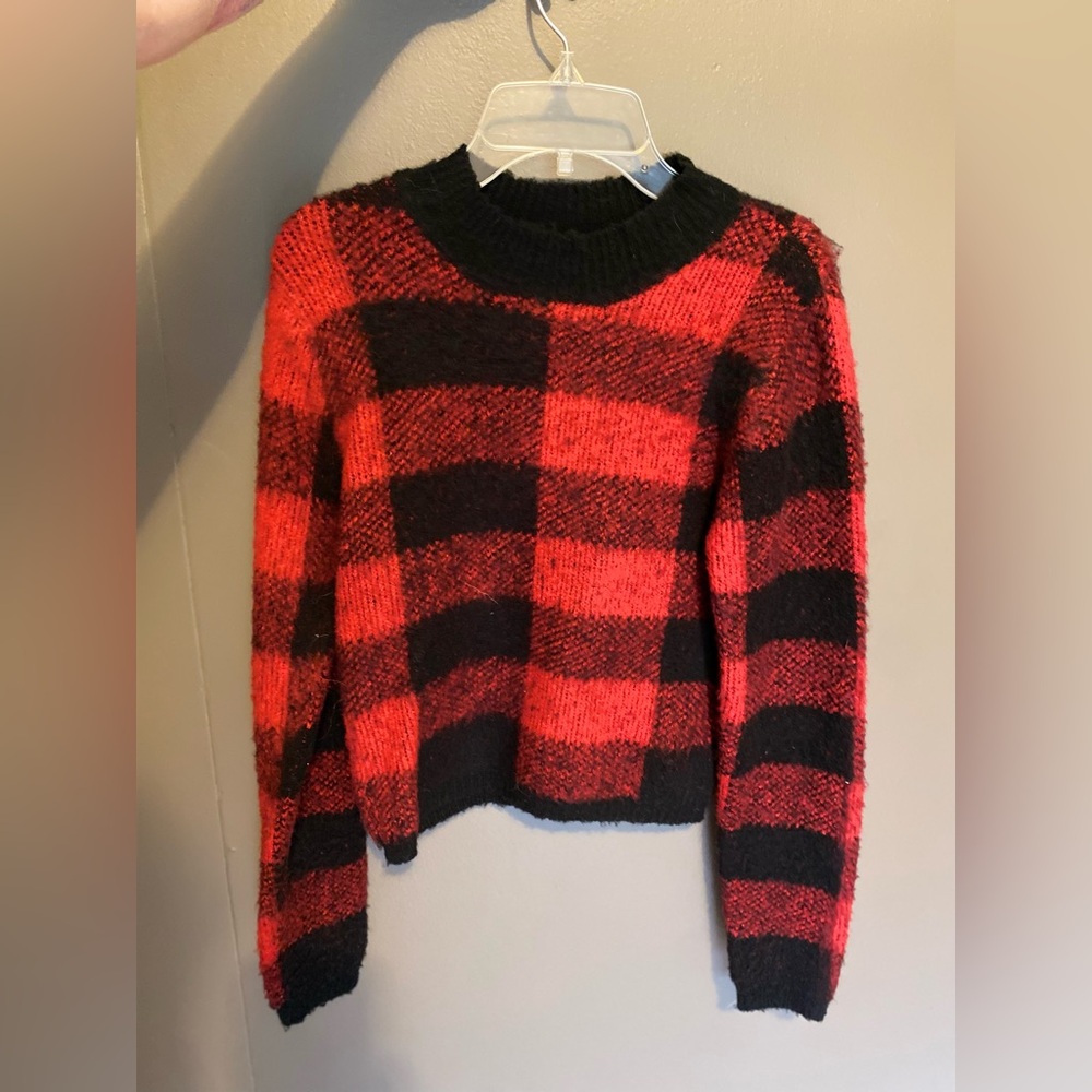 Cute red and black Buffalo plaid sweater